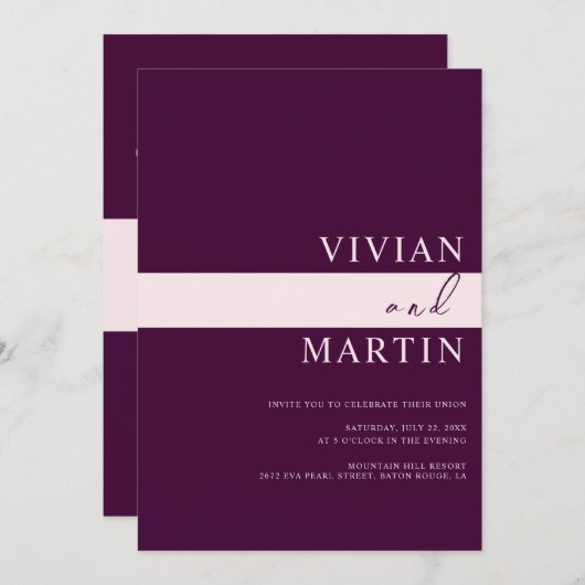 クリミエレガントン王室ののオールインワンQR 招待状 (正面/裏面)