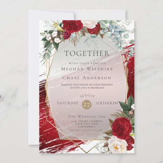 クリムエレガントはっきりしたムフローラと絵を描脳卒中 招待状 (正面)