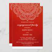クリムエレガントゾンペイズリーインディアン婚約パーティ 招待状 (正面/裏面)