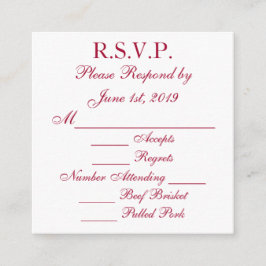 クリムソンとホワイトの返信 RSVP カード