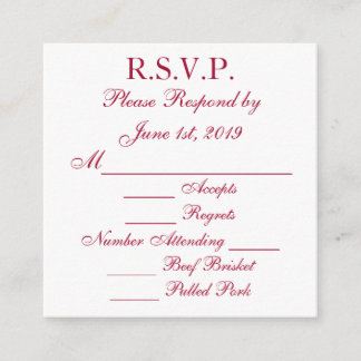 クリムソンとホワイトの返信 RSVP カード