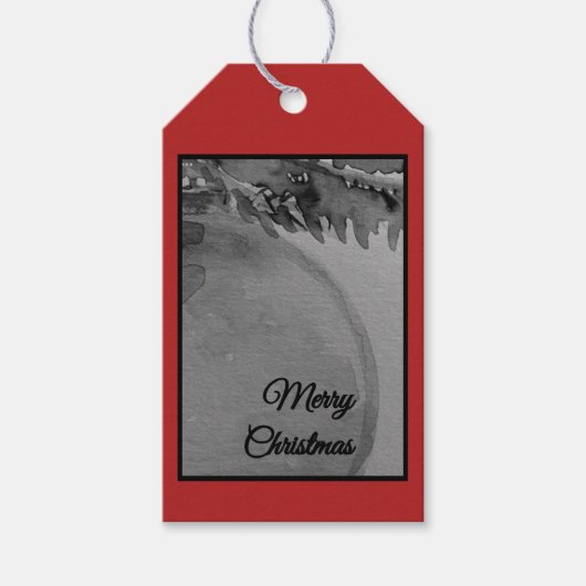 クリムソンオーナメントのクリスマス - エレガントなホリデー ギフトタグ (正面)