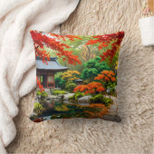 クリムソンカスケード - 日本庭園の秋 クッション (ブランケット)