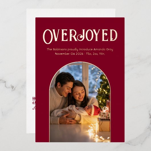 クリムソンラックス クリスマスベイビー 誕生発表写真 箔シーズンカード (正面/裏面)