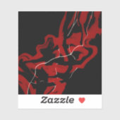 クリムソン アブストラクト レッド ブラック ホワイト フルイド アート シール (シート)