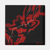 クリムソン アブストラクト レッド ブラック ホワイト フルイド アート マグネット (正面)