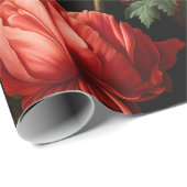 クリムゾンとクリームのヴィンテージフローラの分離 ラッピングペーパー (ロールコーナー)