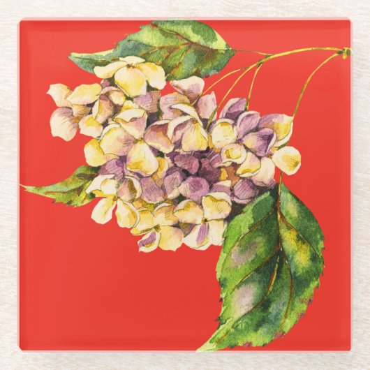 クリムゾンとゼラニウムのガラスコースター ガラスコースター (正面)