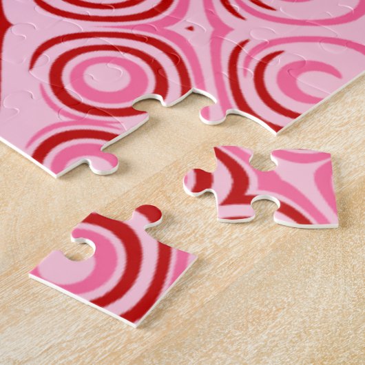 クリムゾンとピンクのマンダラパターン ジグソーパズル (側面)