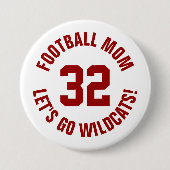 クリムゾンとホワイトフットボールのママージャージー番号 缶バッジ (正面)