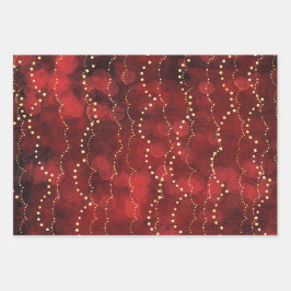 クリムゾンと金ゴールド妖精ライトクリスマス ラッピングペーパーシート