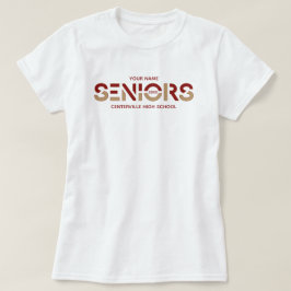 クリムゾンと金ゴールド2色の高齢者のスライス文字 Tシャツ