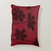 クリムゾンの背景の花の頭のシルエット アクセントクッション (裏面(縦))