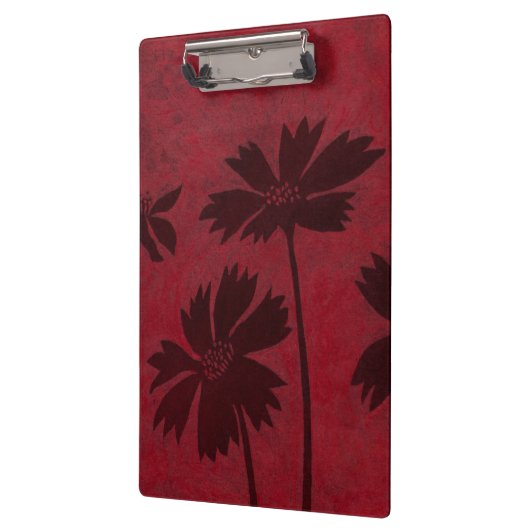 クリムゾンの背景の花の頭のシルエット クリップボード (左)
