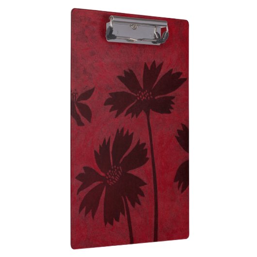 クリムゾンの背景の花の頭のシルエット クリップボード (右)
