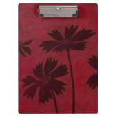 クリムゾンの背景の花の頭のシルエット クリップボード (正面)