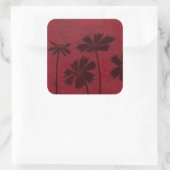 クリムゾンの背景の花の頭のシルエット スクエアシール (バッグ)