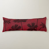 クリムゾンの背景の花の頭のシルエット ボディピロー (正面)