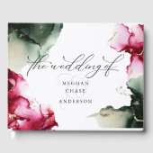 クリムゾンはっきりしたとセージ緑の水の色のゲストハウス ゲストブック (正面)