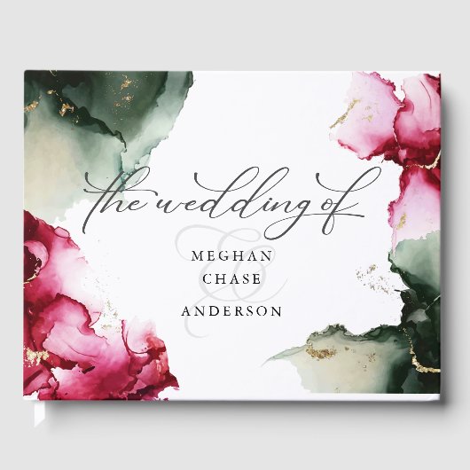 クリムゾンはっきりしたとセージ緑の水の色のゲストハウス ゲストブック (正面)