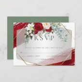 クリムゾンはっきりしたアイボリーフローラフォイルストローク 出欠カード (正面/裏面)