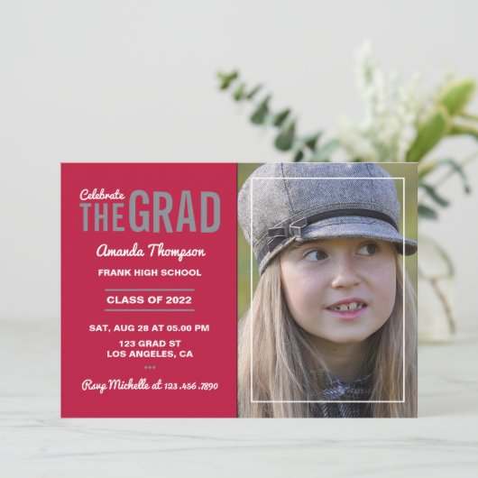 クリムゾンアンド石板卒業パーティー招待状 招待状 (スタンド正面)