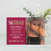 クリムゾンアンド金ゴールド卒業パーティー招待状 招待状 (スタンド正面)