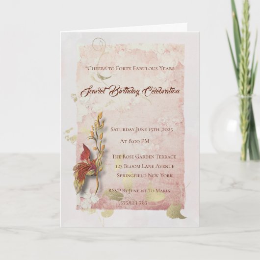 クリムゾンウィスパーズ40歳の誕生日の招待状 シーズンカード (正面)