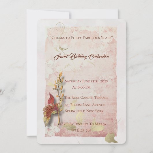 クリムゾンウィスパーズ40歳の誕生日の招待状 招待状 (正面)