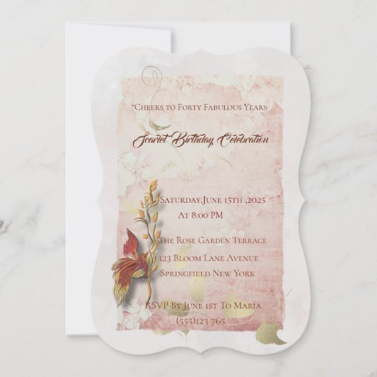 クリムゾンウィスパーズ40歳の誕生日の招待状 招待状 (正面)