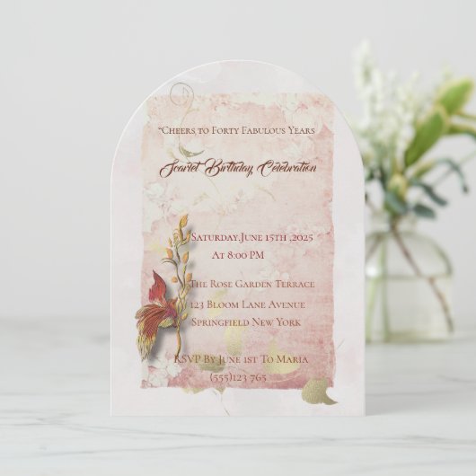 クリムゾンウィスパーズ40歳の誕生日の招待状 招待状 (スタンド正面)