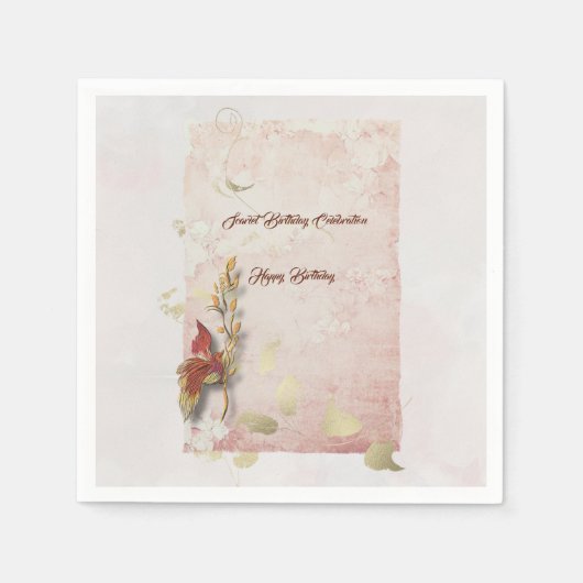 クリムゾンウィスパーズ40th誕生日紙ナプキン スタンダードカクテルナプキン (正面)