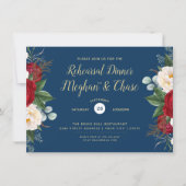 クリムゾンウォーターカラー牡丹フローラ 招待状 (正面)