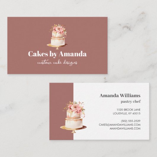 クリムゾンエレガントケーキと花模様ケーキ飾ズ 名刺 (正面/裏面)