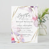 クリムゾンエレガントピンクと薄紫流体の水色 招待状 (スタンド正面)