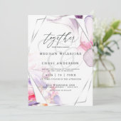 クリムゾンエレガントピンクと薄紫流体インク 招待状 (スタンド正面)