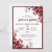 クリムゾンエレガント開花：愛の花招待状 招待状 (正面)