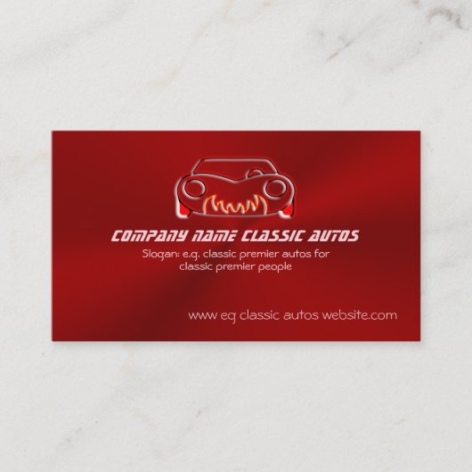クリムゾンクラシックメタリックルックに赤スポーツオート 名刺 (正面)