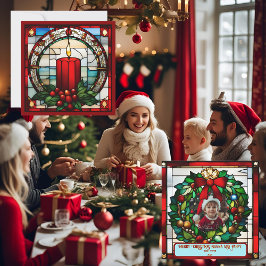 クリムゾンクリスマスキャンドルステンドグラス風