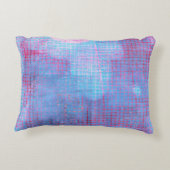 クリムゾンクローバー抽象芸術アートサークルグリッドピンクブルー アクセントクッション (裏面)