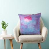 クリムゾンクローバー抽象芸術アートサークルグリッドピンクブルー クッション (椅子)