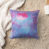 クリムゾンクローバー抽象芸術アートサークルグリッドピンクブルー クッション (ブランケット)