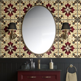 クリムゾングランデル – 赤、ベージュ、黒伝統的- 壁紙