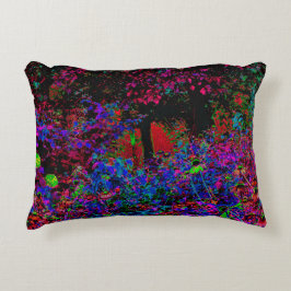 クリムゾンサイケデリックレッド&ブラックガーデンサンライズ アクセントクッション