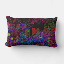 クリムゾンサイケデリックレッド&ブラックガーデンサンライズ ランバークッション