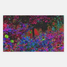 クリムゾンサイケデリックレッド&ブラックガーデンサンライズ 長方形シール