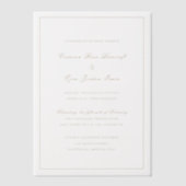 クリムゾンシンプル金ゴールド結婚ズ ベラム紙招待状 (正面)