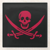 クリムゾンスカル&ソウズカリコジャックの海賊旗 ガラスコースター (正面)