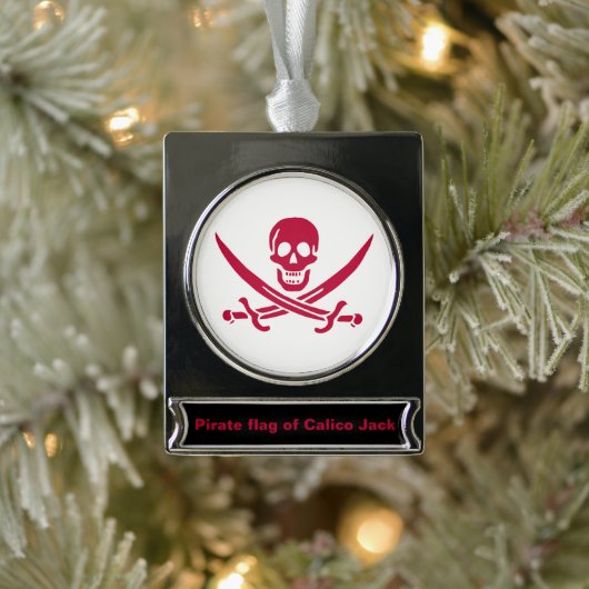 クリムゾンスカル&ソウズカリコジャックの海賊旗 シルバープレートバナーオーナメント (ツリー)