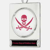 クリムゾンスカル&ソウズカリコジャックの海賊旗 シルバープレートバナーオーナメント (左)